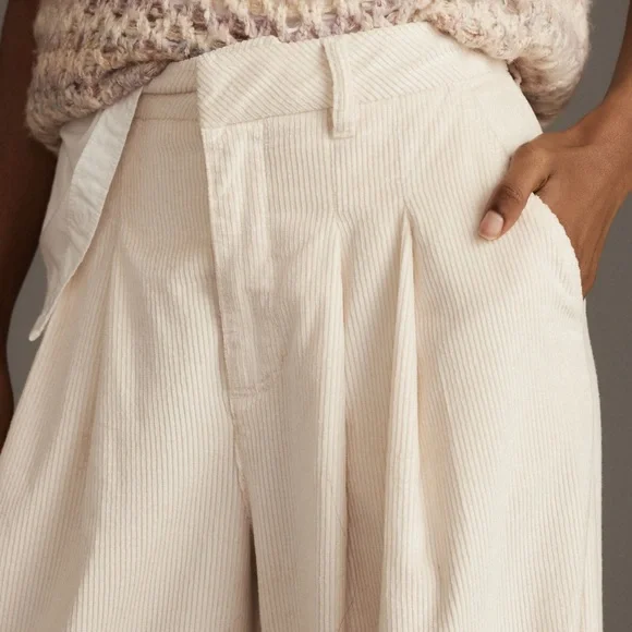 Anthropologie Maeve Cream Wide-Leg Avery Trouser Corduroy Tall - Picture 11 of 11